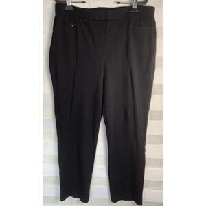 Caffe Marrakesh Black Trousers Pocketed Flat Front Dress Pants Size Large